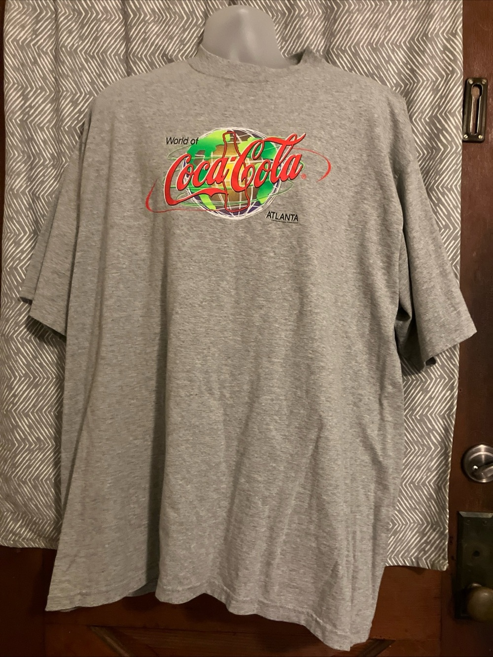 Coca Cola Gray Short Sleeve Tee with Red & Green Logo